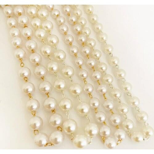 1 meter Imitation Pearl Chain Fashion Metal Aluminum Chain for DIY Clothing Head Veil Ornaments Handbag Hardware Accessories