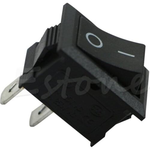 1PC 250V 3A Mini Boat Rocker Switch SPST ON-OFF KCD1-2Pin Black Plastic Button H02