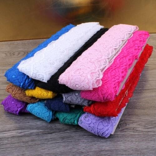 10yards/pack 14colors 3.5cm wide Tulle Wave Lace Trim Lace Ribbon for Ornaments Elastic Lace Stretch for Kids Hair Accessories