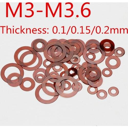 100pcs/lot M3 Polyimide PI Gasket Flat Gasket thin washer M3 0.1mm 0.15mm 0.2mm thickness