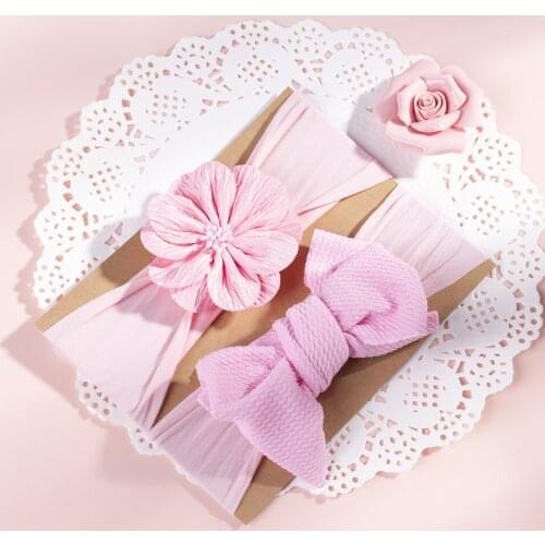 2Pcs/Set Solid Color Soft Nylon Elastic Baby Headband Bows Knotted Newborn Baby Girl Headbands Hair Accessories Girls Haarband