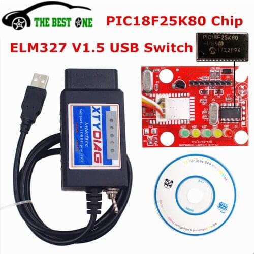 2018 Newest ELM327 V1.5 USB Switch With PIC18F25K80 Chip For HS MS CAN ELM 327 Code Reader Diagnostic Scanner Tool