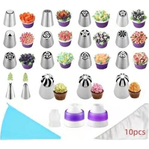 31pcs Russian Tulip Pastry Nozzles Tip Confectionery Flower Cream Nozzles Cake Decorating Tools Baking Pastry Bag