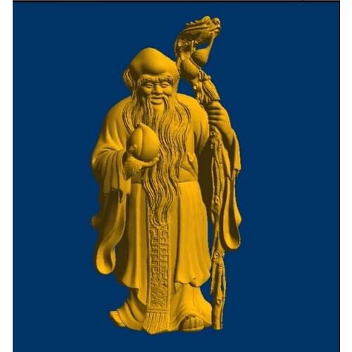 3D models Round figure for CNC relief in STL file format The god of longevity 9