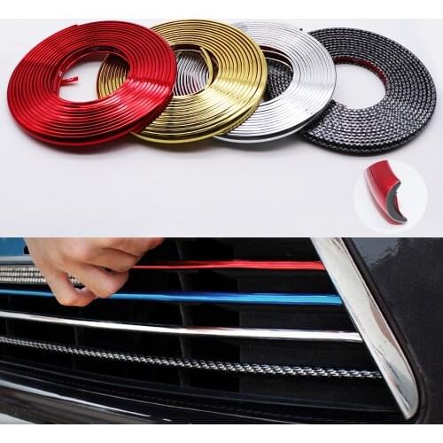 4M/8M Car Bumper Styling Moulding Trim Strip Wheel Hub Protection Red Carbon fiber Grille Impact Decorative Strip Accessories