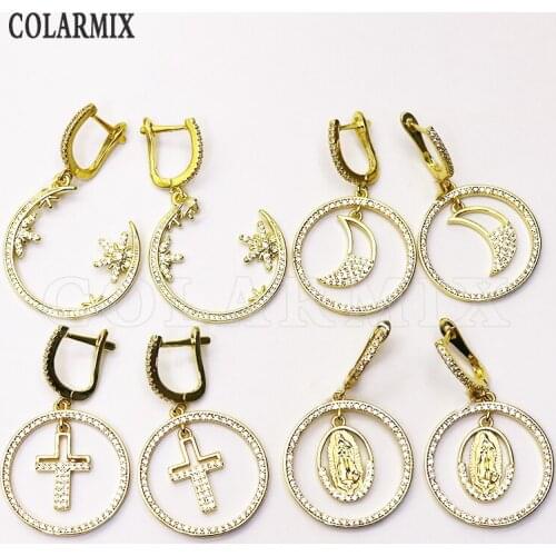 5 Pairs Heart shape drop earrings Gold color heart earrings dangle earrings New design Heart shape earrings for women 7237