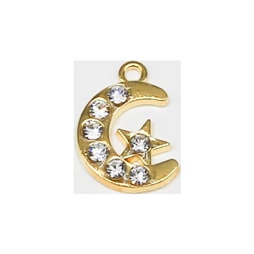 50pcs Gold Religion Muslim Islamic Allah Charm Rhinestone Big Pendant Necklace Bracelet DIY Jewelry Handmade