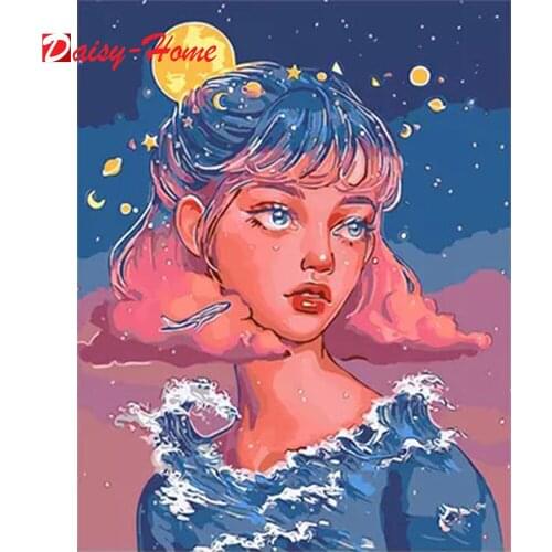 5D Diy Diamond Painting Cartoon Girl Portrait Full Square/Round Diamond Embroidery Mosaic Kit HD Quality Handmade Home Mural