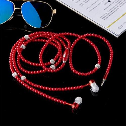 8 Colors Pearl Necklace Headset Wire Control Sports Stereo In-ear Noise Reduction Earphone Universal For IPhone Xiaomi Samsung