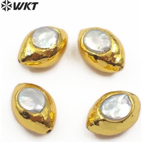 WKT JF313 Fashion Metal Plated Natural Freshwater Pearl Spacer Loose Beads Jewelry Finding For Women Jewelry Making Accessories