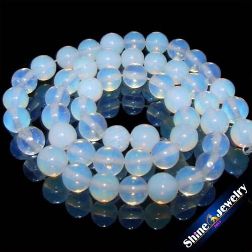 Wholesale 8mm White Opal Opalite Gem Stone Loose Beads Strand 15" Artificial MoonStone Beads Accessories For Jewelry Making