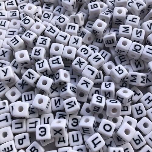 10*10 mm loose Russian mixed alphabet letter beads for jewelry making 500 grams per bag