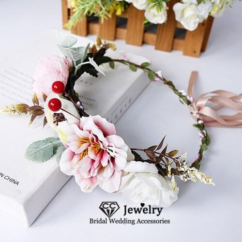 CC Flower Hairbands Wedding Accessories for Women Engagement Hair Ornament Bridesmaids Wreath Festival Corolla Prom Floral 58434