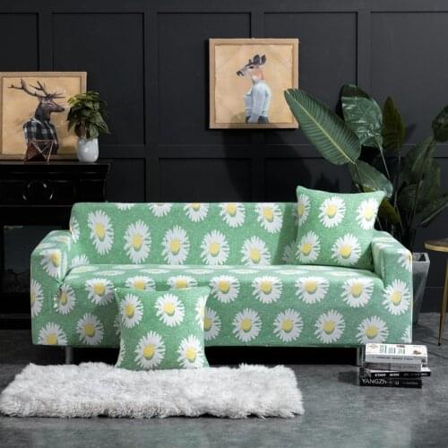Fresh Daisy Elastic Sofa Cover Stretch Sofa Slipcovers for Living Room Sectional Corner Chair Protector Couch 1/2/3/4 Seater