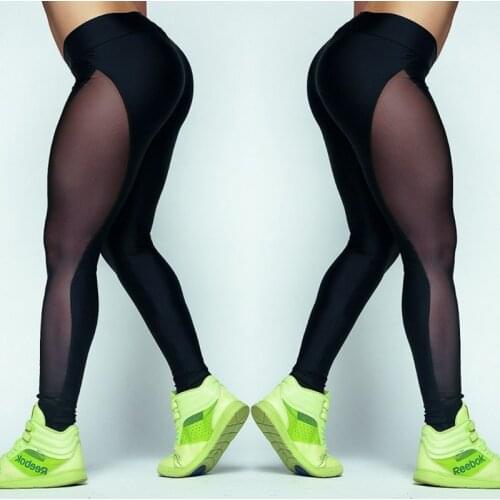 Casual Stretch Skinny Leggings Women Black Mesh High Waist Fitness Leggings Sexy Push Up Gym Workout Leggings Women Trousers