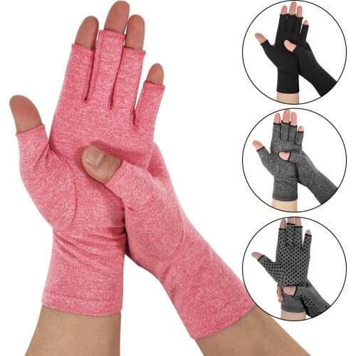 Pressure gloves non-slip point glue indoor health care joint half finger copper fiber joint protector