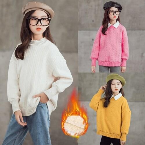 Kids Girl Fleece Sweaters Winter Warm Clothes 8 10 12 13 14 years Children Girls Clothing