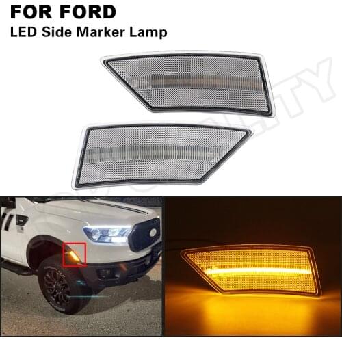 Smoked Lens For 2018 2019 2020 Ford Ranger Auto LED Front Bumper Side Marker Turn Signal Light Error Free Bright Car-Styling