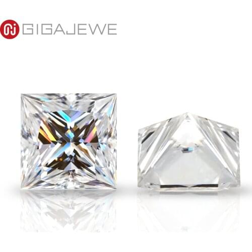 GIGAJEWE D Top Color 0.5-6.0ct Princess Cut Moissanite Loose Diamond Test Passed Gemstone For DIY Jewelry Making