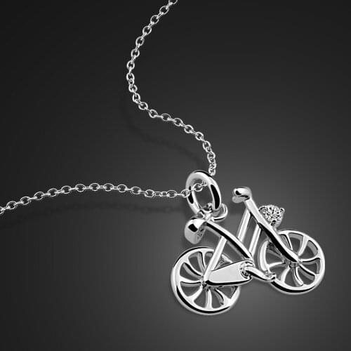 Hot Fashion 100% 925 Sterling Silver Casual Chocker Necklace Personality Bicycle Pendant Necklaces Women Jewelry