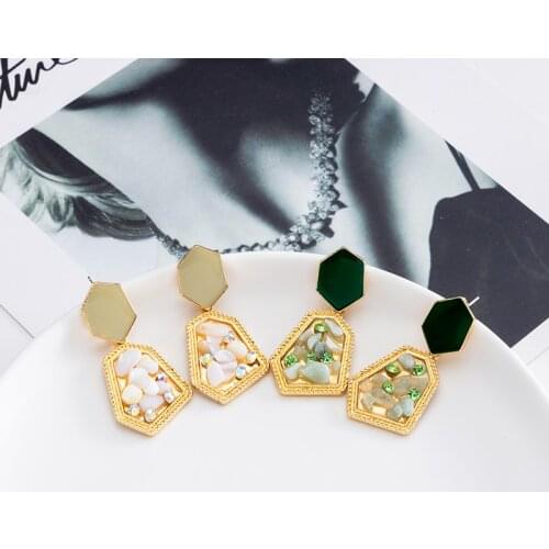 Jaeeyin 2021 Fashion Irregular Drop Earring Set In Colorful Natural Stone Special Summer Jewelry Gift For Girl Women Teen