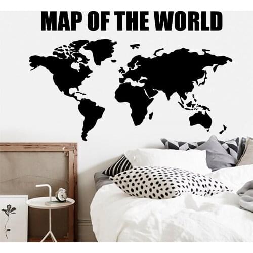 World map wall decal bedroom decor map decal Vinyl living room Wall Stickers world map removeble home nursery wall Decor X849