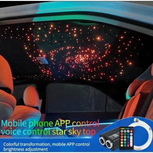 Car modification, multi-bright spot, double-headed colorful voice control light source machine APP fiber star light