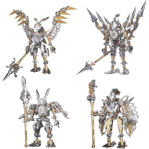 4set DIY Metal DIY Metal Mechanical Mecha Puzzle Model Building Kit 3D Assembly Pawns Jigsaw Crafts Educational Stem Toys Gift