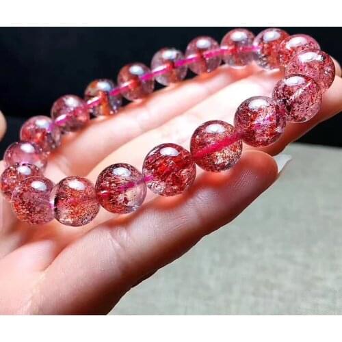 Natural Red Super Seven Lepidocrocite Quartz Beads Rare Bracelet 10mm AAAA