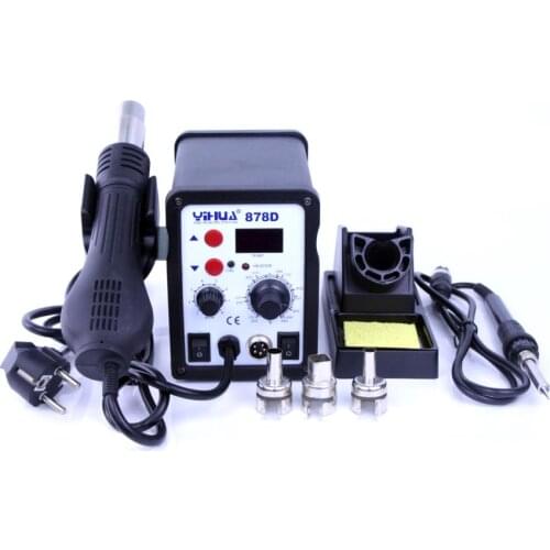 YIHUA 878D 220V 110V Optional Hot Air Gun Soldering Station With 907A Soldering Iron Station