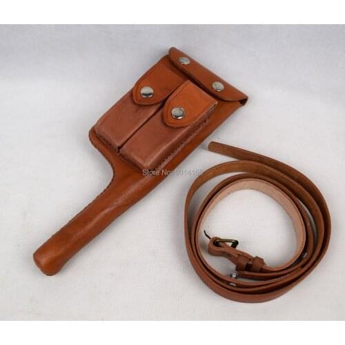 Replica Military WW2 German C96 Broomhandle Leather Holster W Straps