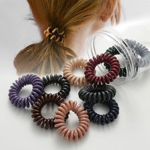 Haimeikang Phone Line Hair Rubber High Elastic Scrunchies Plastic Hair Ropes Women Ponytail Holder Spiral Hair Accessories