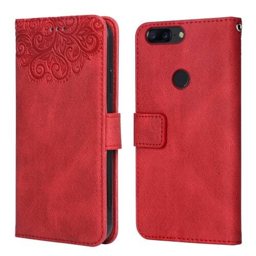 Luxury Leather Case for OnePlus 5T Flower Embossing Wallet Flip Phone Case for OnePlus 5 T 1+5T Cover Card Slot Funda