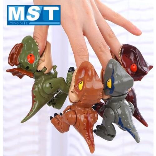 1Pcs Cartoon Simulation Creative Finger Dinosaur Model Tyrannosaurus Action Figures Toy Role Playing Games For Childrens Gifts