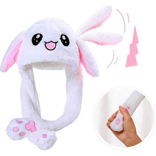 2021 New Rabbit Womens Hat Beanie Plush Can Moving Bunny Ears Hat with Shine Earflaps Movable Ears Hat for Women/Child/Girls