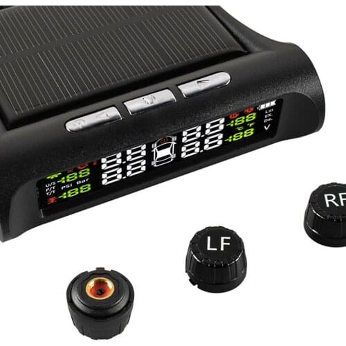 TPMS Solar Car Tire Pressure Monitoring System Gauge + 4 External Sensors
