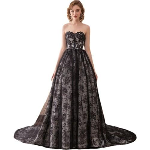 In Stock Lace Sweetheart Trailing Appliques Ball Gown Party Dress Vestido de noche Long Evening Dresses robe de soiree 32618A
