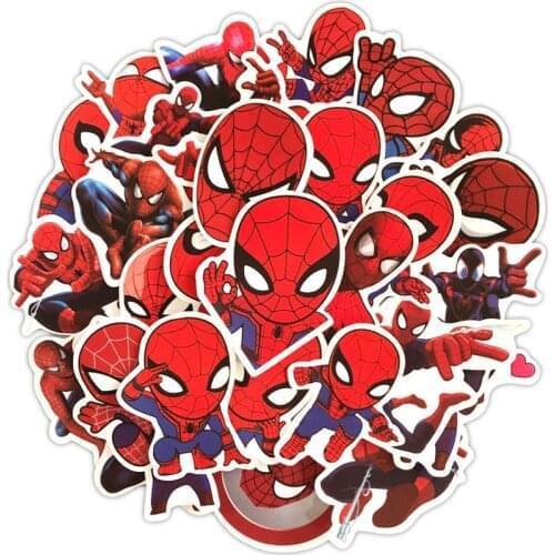 10/35pcs Pack Spiderman Graffiti Stickers Cartoon Kids Stickers Scrapbooking Guitar Notebook Moto Skateboard Waterproof Sticker