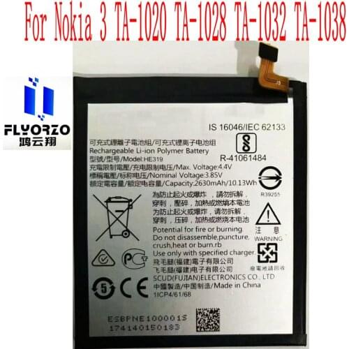 10Pcs/lot 100% Brand new High Quality 2630mAh HE319 Battery For Nokia 3 TA-1020 TA-1028 TA-1032 TA-1038 Mobile Phone