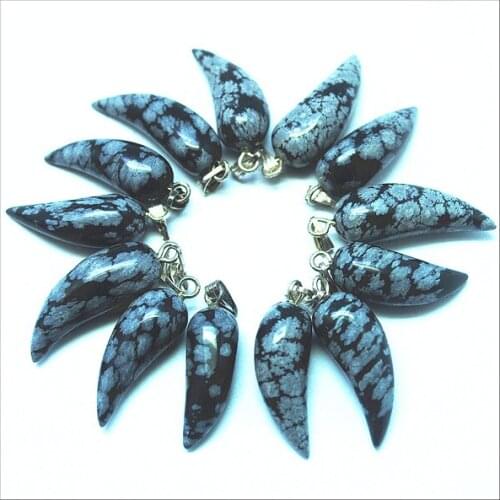 15pcs natural gem stone pendants snowfake obbistan stone pepper shape top quality DIY beads accessories 8x21mm jewelry fiindings