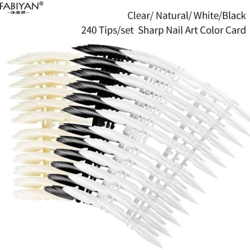 240 Tips/set Practice Salon Color Card Display Board Long Stiletto Sharp Finger Nail Art Acrylic False Polish Gel Palette
