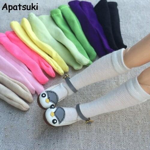 5pairs/lot 1/6 Doll Accessories Doll Stockings for Blythe Dolls Middle Tube Sock For Barbie 1:6 Doll Long Socks For Momoko