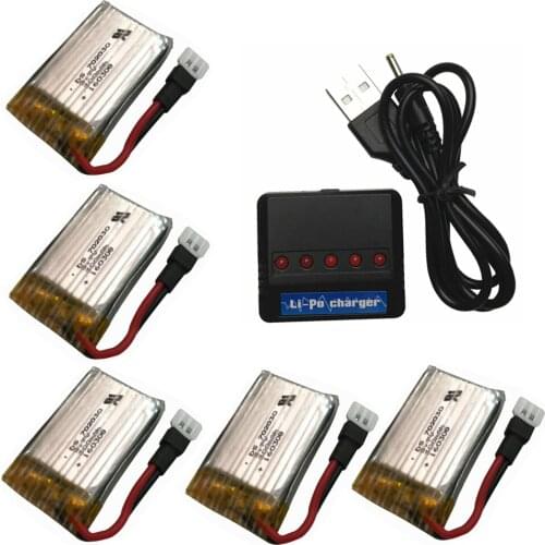 5ps 3.7V 300mAh Li-Po Battery With 1in6 Charger Set For E55 FQ777 FQ17W Hubsan H107 Syma X11C H108C U816 WLtoys v966