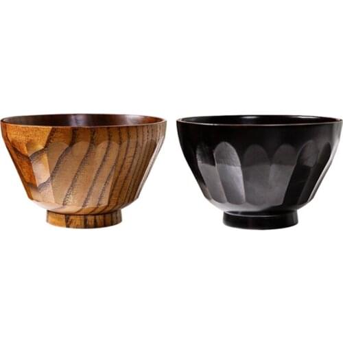 5PCS Household Wooden Bowl Insulation Jujube Wooden Soup Bowl Hand Hammered Rice Bowl Baby Food Supplement Bowl