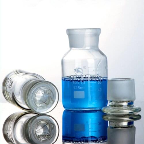 60ml to 1000ml Boro.3.3 Glass Wide Mouth Chemical Reagent Sample Bottle with Grind Glass Stopper for Laboratory Medicine Pills