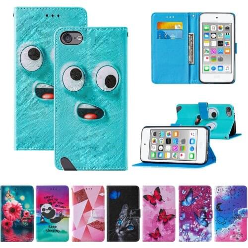 Abstract PU Leather Book Flip Phone Bag For iPhone iPod Touch 7 Telephone Mobile Covers Casa Apple accesorios Touch 6 5 Case