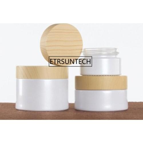 20g 30g 50g cosmetic cream jar Refillable Empty wood Cream Jar with Glass inner comsetics jar packaging F1339