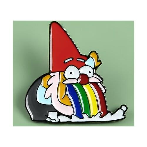 White Beard Santa Wear Red Pointed Hat Spits Rainbow Weird Christmas Jewelry Brooch Coat Festival Accessories Gifts For Kids