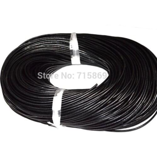 Free shipping express 100 Meters 6mm Black Round Genuine Leather Cord, Necklace & Bracelet Real Leather Round Cord