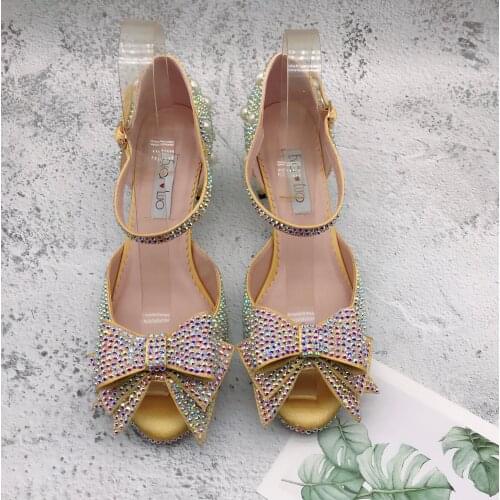 CHS1267 Custom Made Women Shoes Dress Pumps Bridal Wedding Shoes AB crystal Women Shoes Sandals